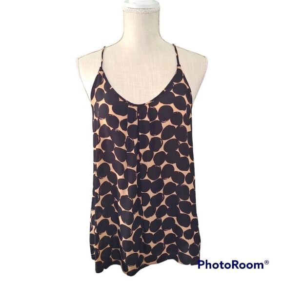 Lucky Brand Mod black tan big dot design spaghetti strap versatile cami top - Picture 1 of 6